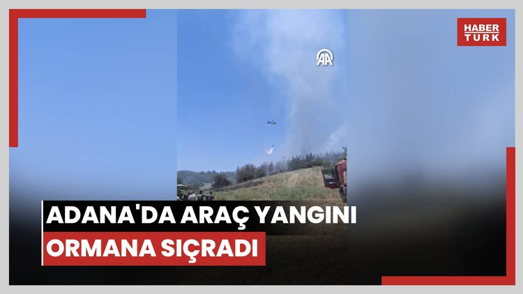 Adana'da park halindeki araçta çıkan yangın ormanlık alana sıçradı