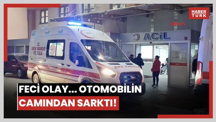 Feci olay... Otomobilin camından sarktı!
