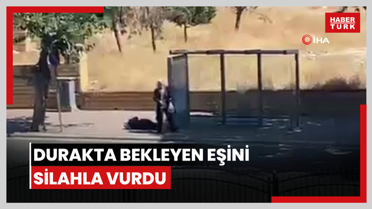 Durakta bekleyen eşini silahla vurdu