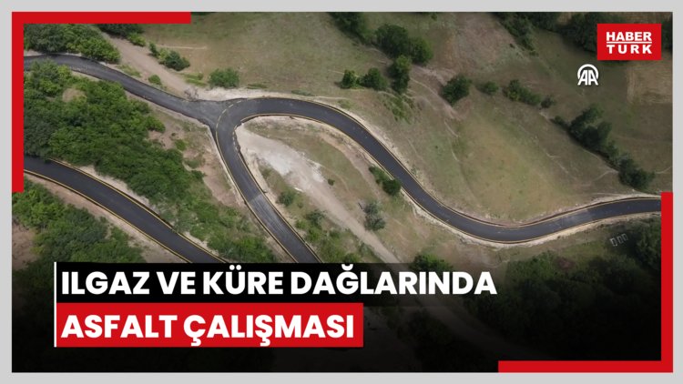 Ilgaz ve Küre dağlarında asfalt çalışması