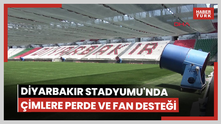 Diyarbakır Stadyumu'nun çimleri, 40 dereceyi aşan sıcaklıktan perde ve fan sistemiyle korunuyor