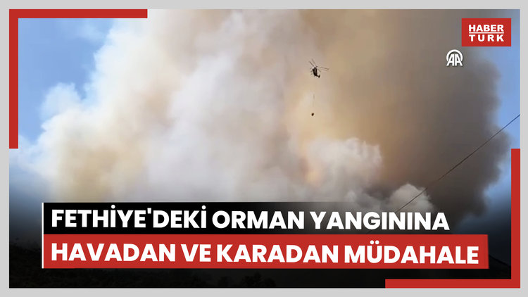 Fethiyede çıkan orman yangınına havadan ve karadan müdahale ediliyor