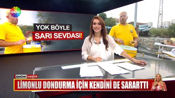 Limonlu dondurma için kendini de sararttı! 