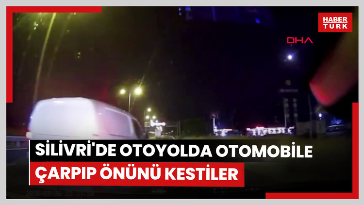 Silivri'de otoyolda otomobile çarpıp önünü kestiler; saldırı kamerada