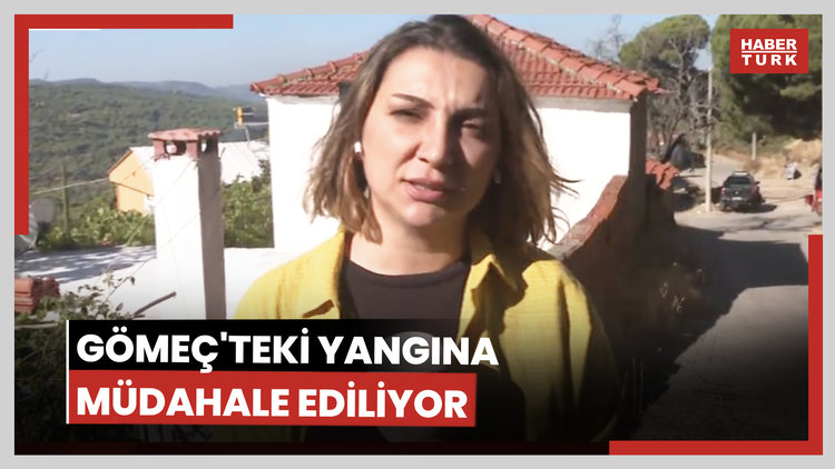 Gömeç'teki yangına müdahale ediliyor