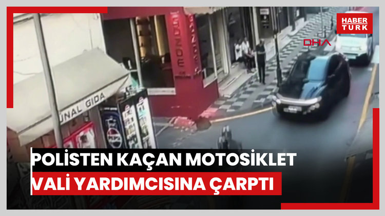 Polisten kaçan sürücünün motosikleti vali yardımcısına çarptı; o anlar kamerada