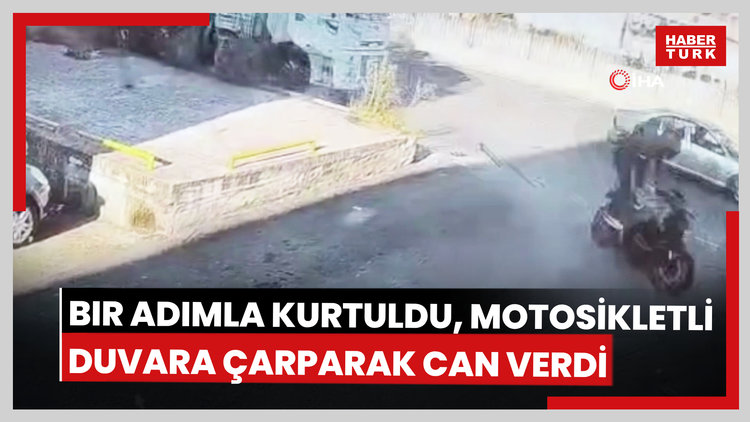 Bir adımla hayata tutundu, motosikletli duvara çarparak can verdi: O anlar kamerada