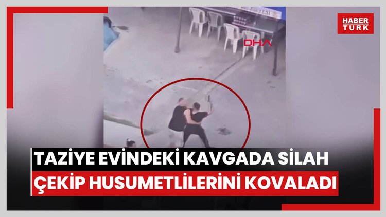Taziye evindeki kavgada silah çekip husumetlilerini kovaladı
