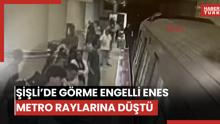 Şişli'de görme engelli Enes'in valiziyle metro raylarına düştüğü anlar kamerada