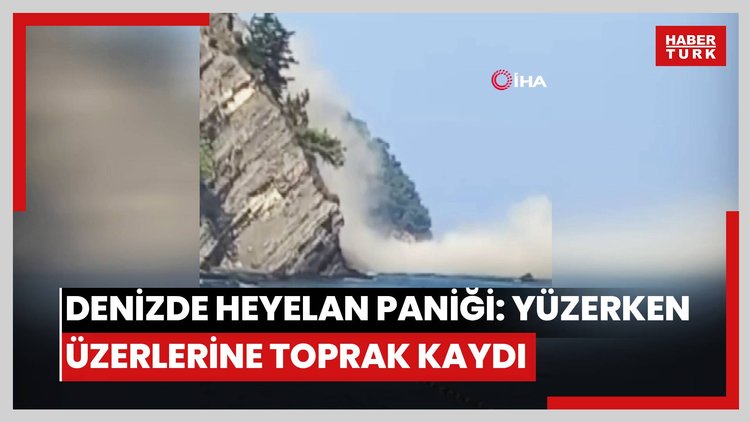 Denizde heyelan paniği: Yüzerken üzerlerine toprak kaydı