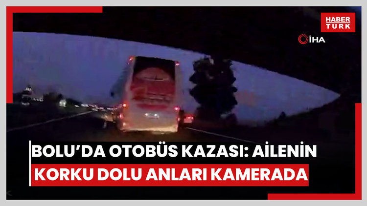 Bolu'da korku dolu anlar: Otobüs kaza yaptırdı, ailenin çığlıkları kamerada