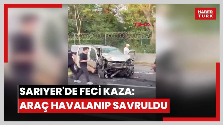 Sarıyer'de 4 otomobilin karıştığı kaza kamerada; araç havalanıp karşı yöne savruldu
