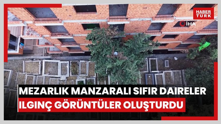 Mezarlık manzaralı sıfır daireler ilginç görüntüler oluşturdu