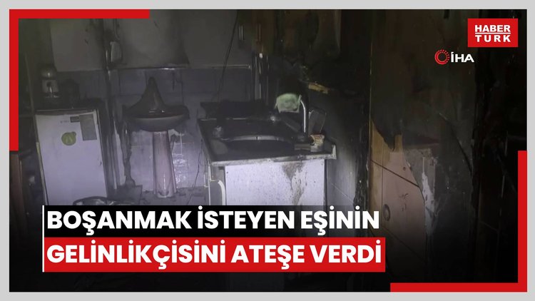 Boşanmak isteyen eşinin gelinlikçi dükkanını benzin dökerek ateşe verdi
