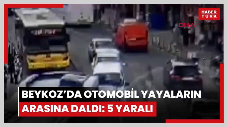 Beykoz'da otomobilin kaldırımdaki yayaların arasına daldığı kaza kamerada: 5 yaralı