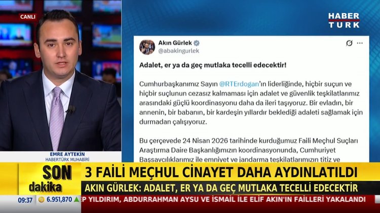Bakan Gürlek: 3 faili meçhul cinayet daha aydınlatıldı