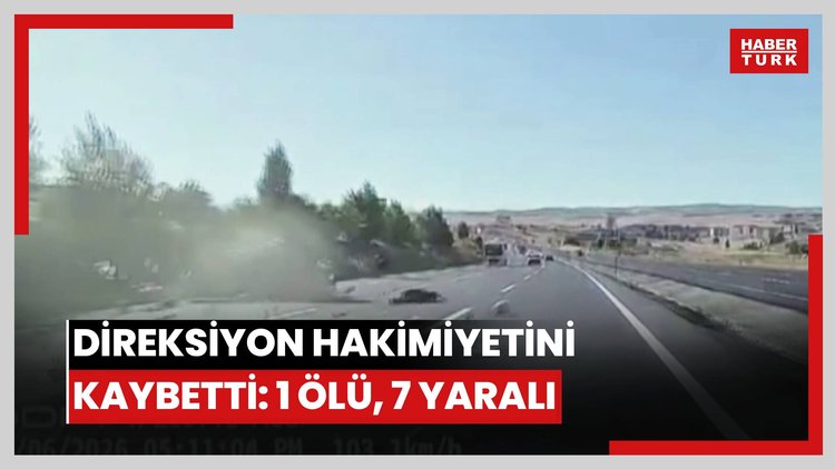(ANKARA-TEKRAR) Direksiyon hakimiyetini kaybetti, karşı şeritteki iki otomobile böyle çarptı: 1 ölü, 7 yaralı
