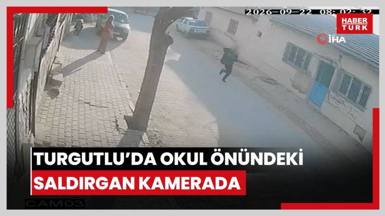 Turgutlu'da okul önünde silahlı saldırı yapan şahsın geliş ve kaçışı anları kamerada