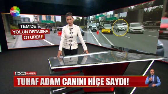 TEM'de yolun ortasına oturdu!