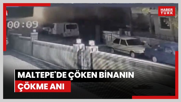 Maltepe'de çöken binanın çökme anı