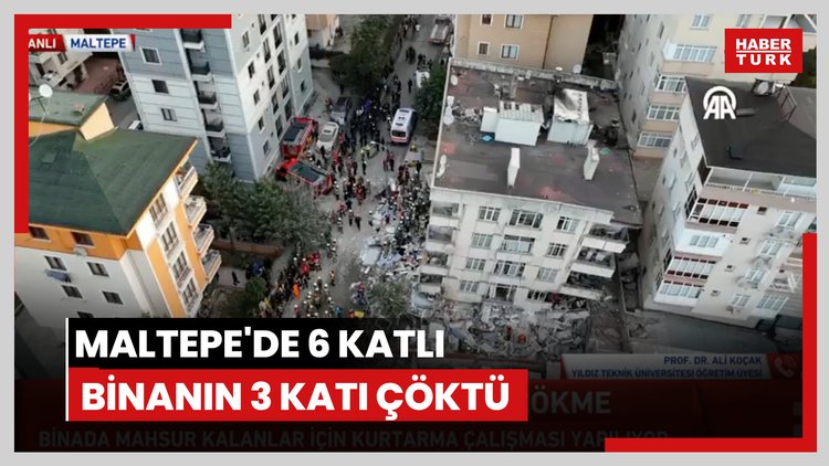 Maltepe'de 6 katlı binanın 3 katı çöktü