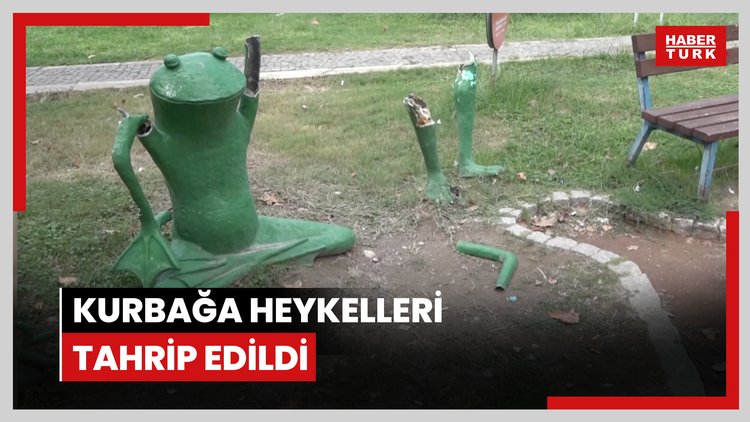 Kurbağa heykelleri tahrip edildi