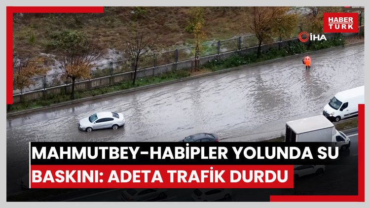 Mahmutbey-Habipler yolunda su baskını: Adeta trafik durdu
