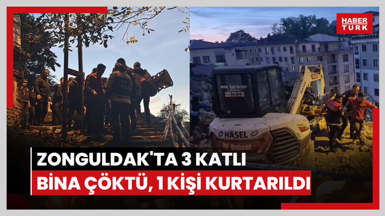 Zonguldak'ta 3 katlı bina çöktü