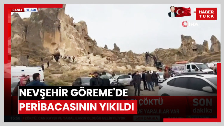 Nevşehir Göreme'de peribacasının yıkıldı